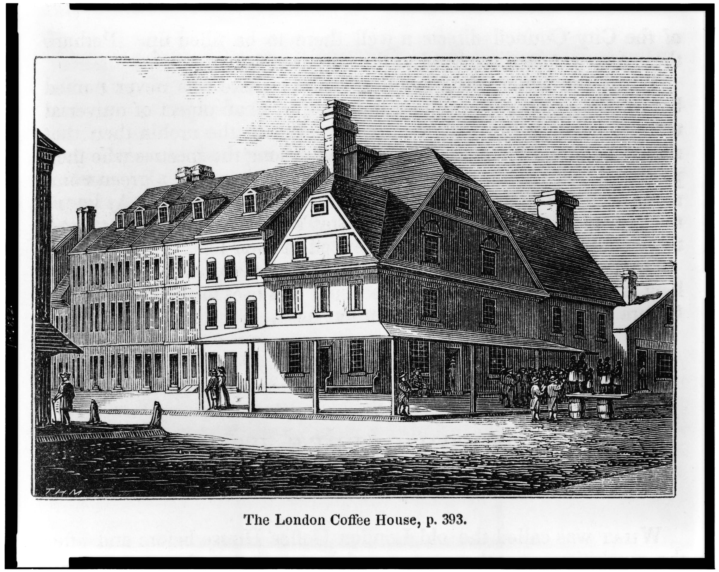 1845 engraving of the London Coffee House.